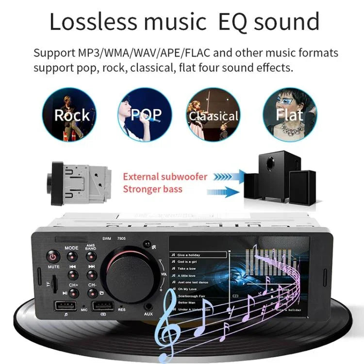 7805 Autoradio universel 4,1 pouces, lecteur MP5, prise en charge FM, Bluetooth et carte TF avec télécommande, 7805