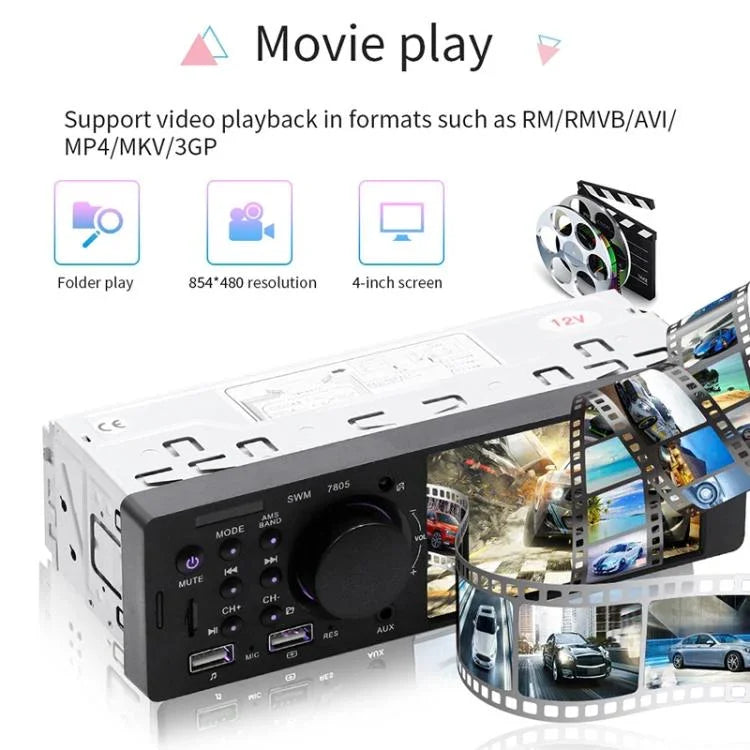 7805 Autoradio universel 4,1 pouces, lecteur MP5, prise en charge FM, Bluetooth et carte TF avec télécommande, 7805