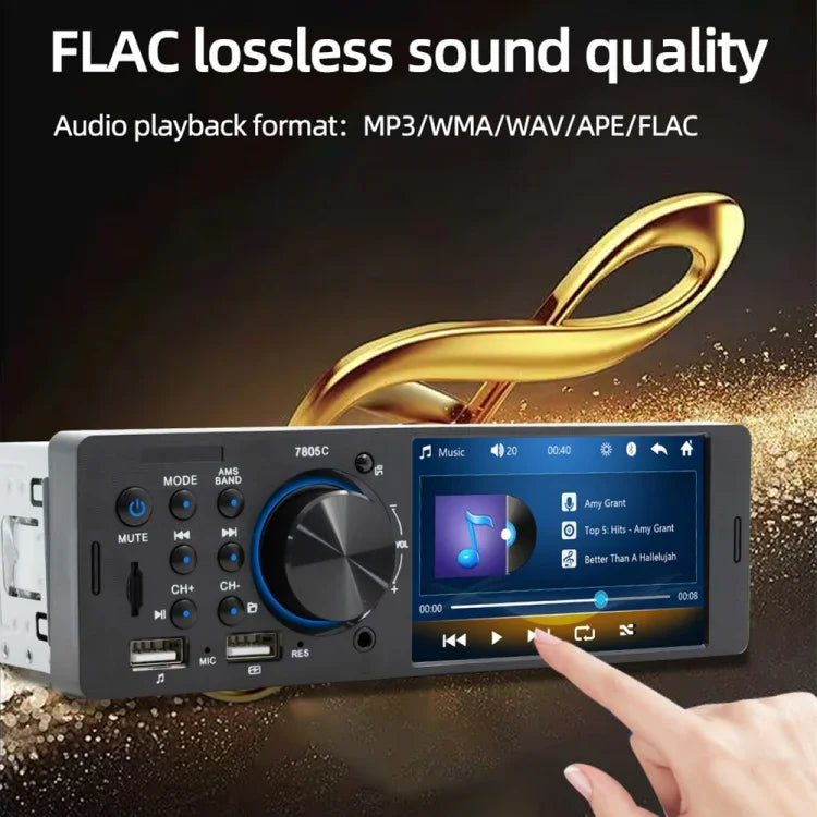 SWM-7805C Autoradio universel 4,1 pouces avec écran tactile, lecteur MP5, support FM et Bluetooth et carte TF avec télécommande, SWM-7805C