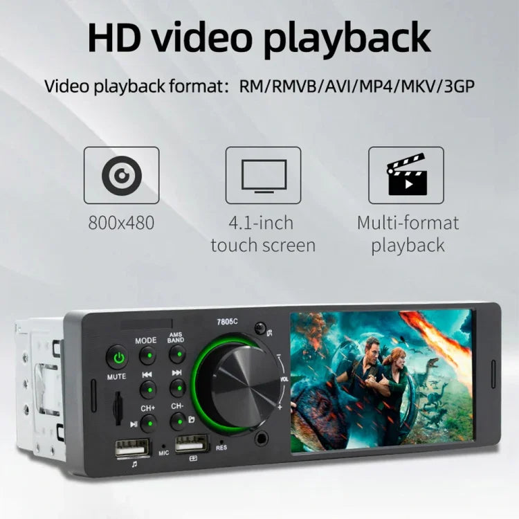 SWM-7805C Autoradio universel 4,1 pouces avec écran tactile, lecteur MP5, support FM et Bluetooth et carte TF avec télécommande, SWM-7805C