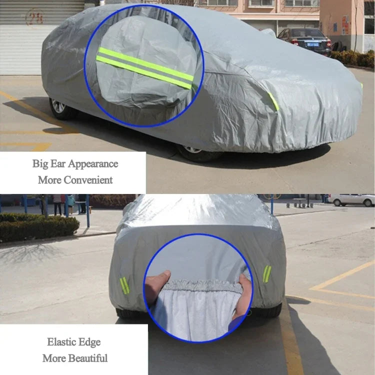 PVC Anti-Dust Sunproof Sedan Car Cover with Warning Strips, Fits Cars up to 5.1m(199 inch) in Length, 199inch (XXL)
