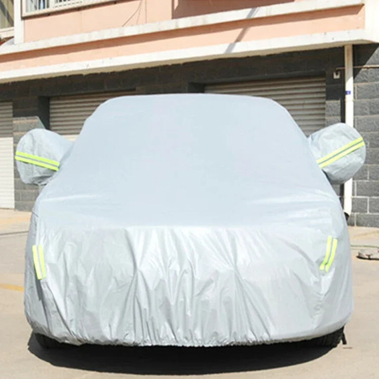 Housse de voiture berline en PVC anti-poussière et anti-soleil avec bandes d'avertissement, convient aux voitures jusqu'à 4,9 m (191 pouces) de longueur, 191 pouces (XL)