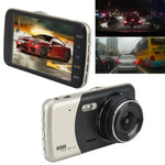Enregistreur vidéo HD 4 pouces avec affichage HD, caméra F2.0 séparée, 12MP angle large 170 degrés / enregistrement en boucle vue arrière / enregistrement capteur G / WDR Full HD / caméra avant 1080P / caméra arrière 720P / support carte TF 32G, 4 pouces