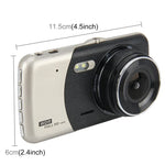 Enregistreur vidéo HD 4 pouces avec affichage HD, caméra F2.0 séparée, 12MP angle large 170 degrés / enregistrement en boucle vue arrière / enregistrement capteur G / WDR Full HD / caméra avant 1080P / caméra arrière 720P / support carte TF 32G, 4 pouces