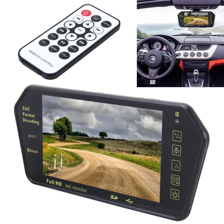 Écran de voiture TFT-LCD couleur 7 pouces 480*234 avec lecteur MP5 Bluetooth, supporte la fonction d'écran automatique inversé, 7 pouces 480*234
