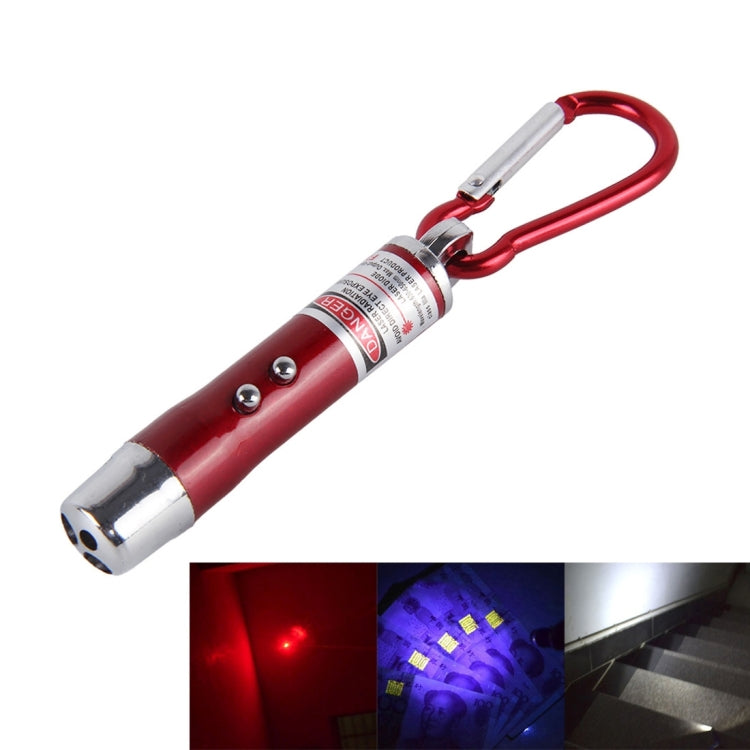 2pcs Outdoor Keychain Metal Shell Mini LED Flashlight Laser Light with Money Detecting