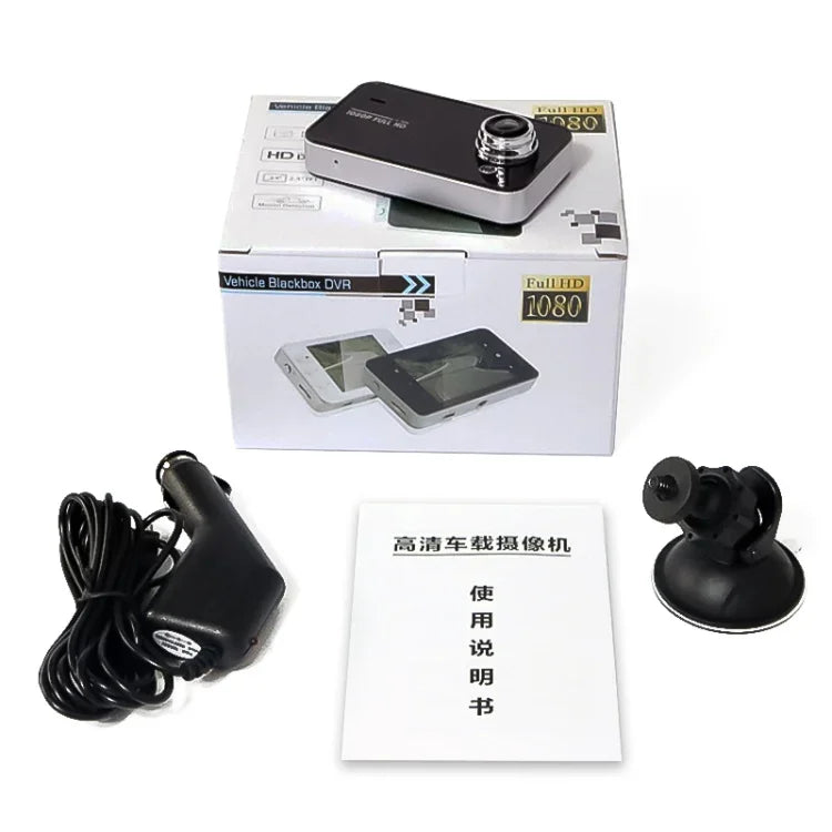 K6000 DVR voiture vidéo Full HD 720P 2,3 pouces angle large 90 degrés, support carte TF (max 32GB) / détection de mouvement, avec 2 lampes de remplissage vision nocturne, K6000