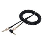 Câble audio AUX rétractable enroulé 3,5 mm 3 pôles mâle à mâle, longueur : 1,5 m, longueur : 1,5 m (noir), longueur : 1,5 m (rouge)