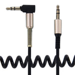 Câble audio AUX rétractable enroulé 3,5 mm 3 pôles mâle à mâle, longueur : 1,5 m, longueur : 1,5 m (noir), longueur : 1,5 m (rouge)