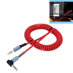 Câble audio AUX rétractable enroulé 3,5 mm 3 pôles mâle à mâle, longueur : 1,5 m, longueur : 1,5 m (noir), longueur : 1,5 m (rouge)