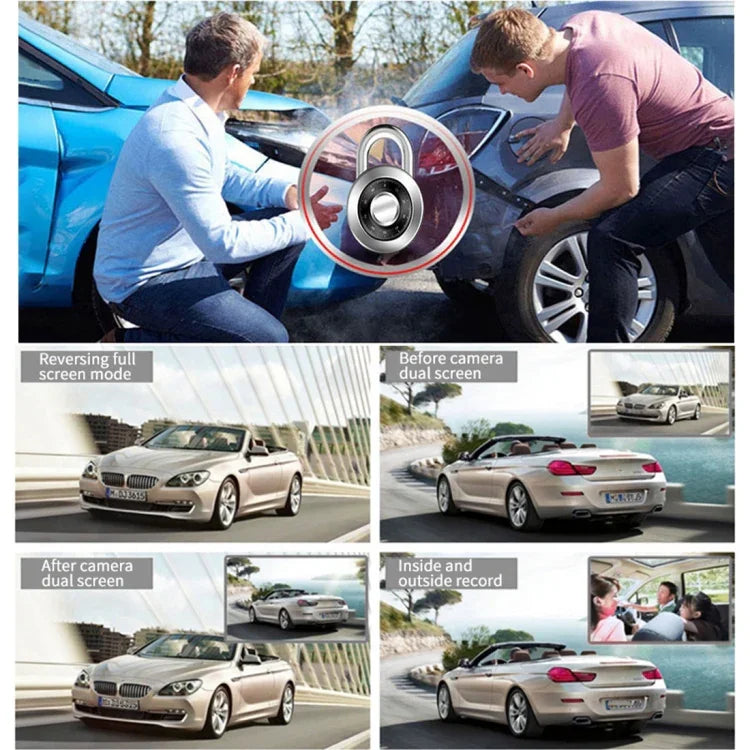 Écran IPS 4.0 pouces 5.0 mégapixels 170 degrés grand angle Full HD 1080P DVR voiture vidéo 3 canaux, support lumière de remplissage vision nocturne / visualisation de recul / carte TF (32GB max) / capteur G / détection de mouvement, 170 degrés