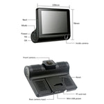 Écran IPS 4.0 pouces 5.0 mégapixels 170 degrés grand angle Full HD 1080P DVR voiture vidéo 3 canaux, support lumière de remplissage vision nocturne / visualisation de recul / carte TF (32GB max) / capteur G / détection de mouvement, 170 degrés