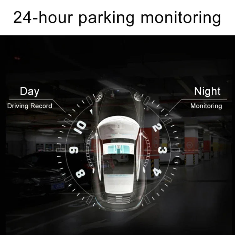 X96 4 pouces 2.5D Full HD 1080P caméra vidéo intelligente multifonction à double lentille pour voiture, support carte TF / détection de mouvement, X96