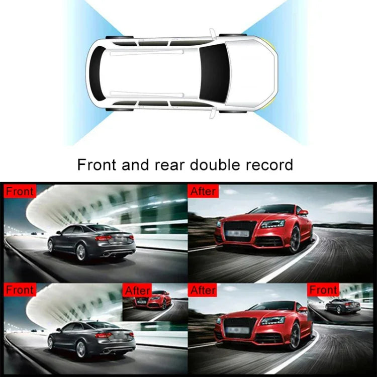 X96 4 pouces 2.5D Full HD 1080P caméra vidéo intelligente multifonction à double lentille pour voiture, support carte TF / détection de mouvement, X96