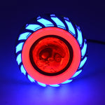 Motorcycle 30W DC 12V-85V LED Headlight Lens Built-in Whirlwind Double Aperture Angle Eyes + Devil Eye, Red Light (Whirlwind), Blue Light (Whirlwind)