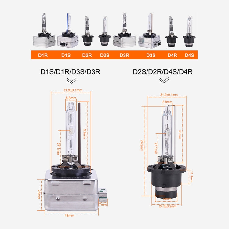 2 PCS D1S 35W 3800 LM 4300K HID Bulbs Xenon Lights Lamps, DC 12V, D1S