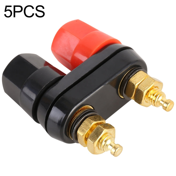 5 Pcs Borniers doubles hexagonaux rouges et noirs pour voiture Connecteur d'amplificateur Fiche de haut-parleur Jack