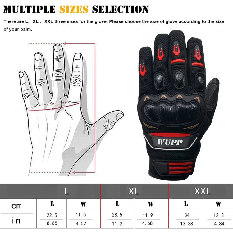 WUPP Gants de moto à écran tactile étanches respirants résistants à l'usure et antidérapants pour l'été et l'hiver Gants de protection à doigts complets, Taille : XXL, Taille : XXL