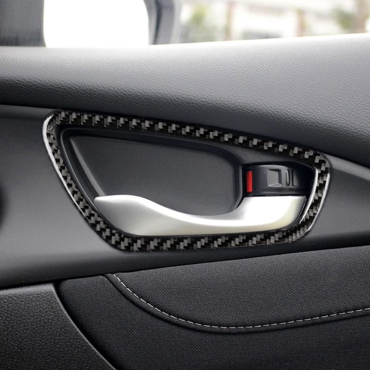 4 PCS Car Carbon Fiber Door Inner Wrist Frame Decorative Sticker for Honda Tenth Generation Civic 2016-2019, Door Inner Wrist Frame