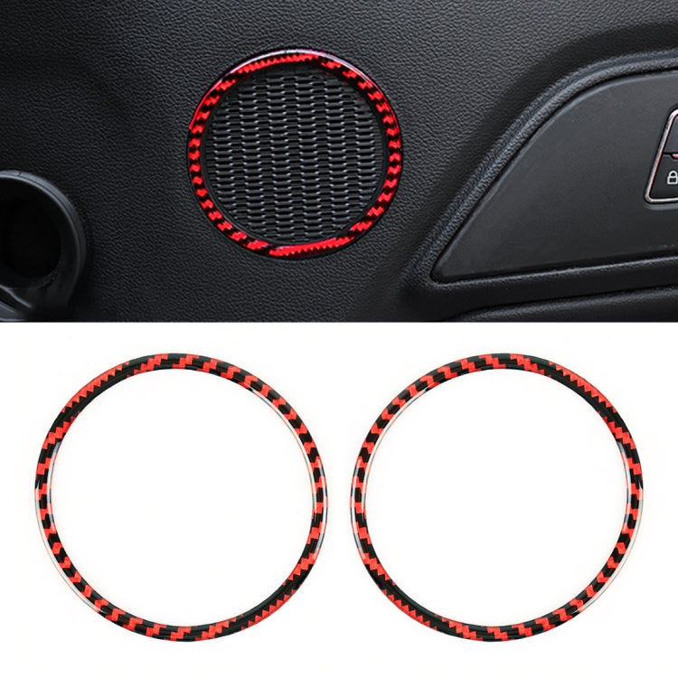 2 in 1 Car Carbon Fiber Door Horn Ring Small Size Decorative Sticker for Ford Mustang 2015-2020, Diameter: 8.3cm, Door Horn Ring (8.3cm)