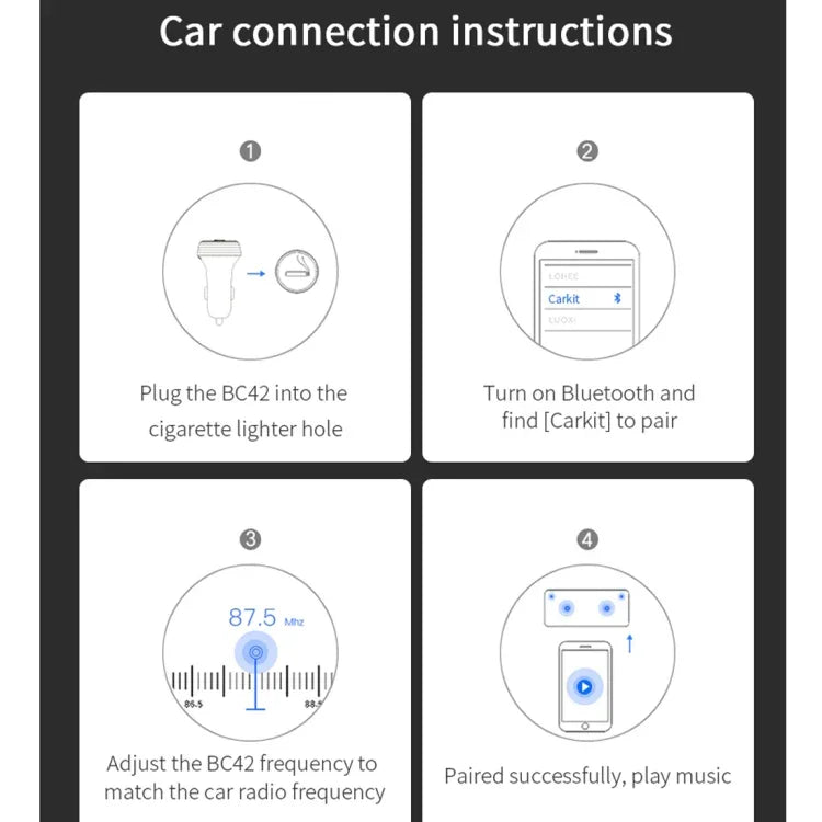 BC42 Lampe d'ambiance colorée multifonction de voiture Bluetooth 5.0 Lecteur MP3, Prise en charge de la carte TF et du disque U et de la FM, BC42