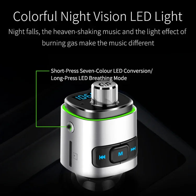 BC42 Lampe d'ambiance colorée multifonction de voiture Bluetooth 5.0 Lecteur MP3, Prise en charge de la carte TF et du disque U et de la FM, BC42