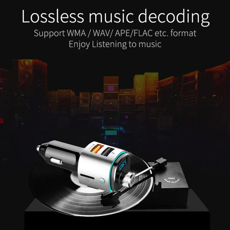 BC42 Lampe d'ambiance colorée multifonction de voiture Bluetooth 5.0 Lecteur MP3, Prise en charge de la carte TF et du disque U et de la FM, BC42