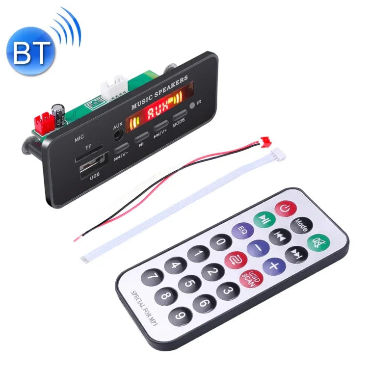 Module décodeur audio MP3 12 V 2 x 3 W pour voiture, radio FM, TF, USB, AUX 3,5 mm, avec Bluetooth, fonction d'appel d'enregistrement et télécommande, 12 V