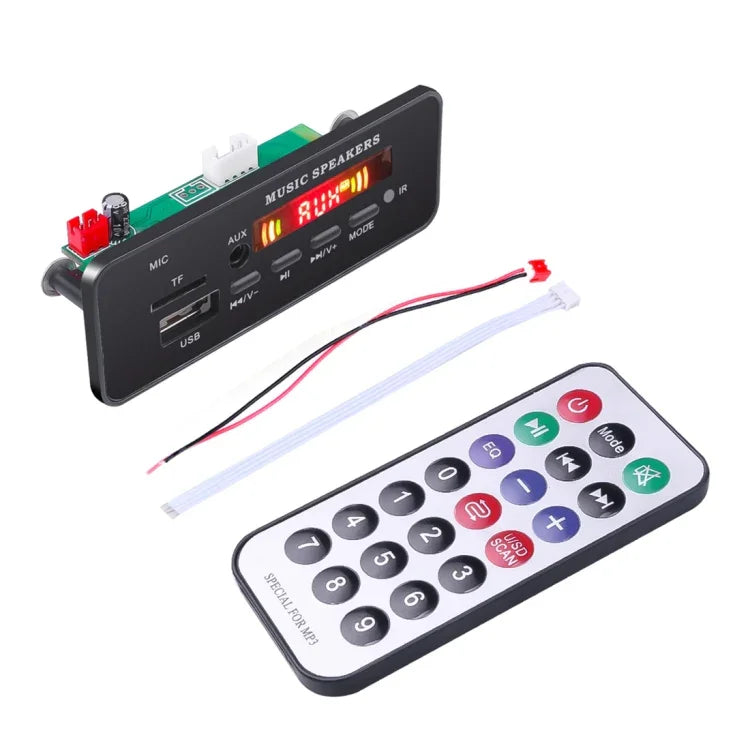 Module décodeur audio MP3 12 V 2 x 3 W pour voiture, radio FM, TF, USB, AUX 3,5 mm, avec Bluetooth, fonction d'appel d'enregistrement et télécommande, 12 V