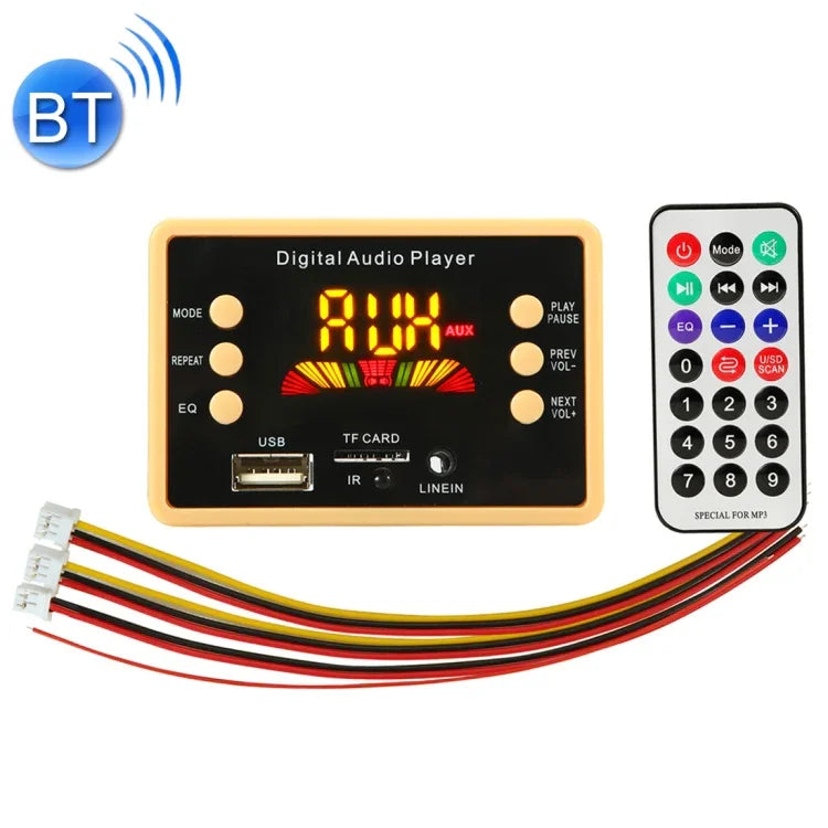 Carte décodeur MP3 audio à écran couleur 5 V pour voiture, avec radio FM, lecteur de carte TF/USB, fonction Bluetooth et télécommande, 5 V
