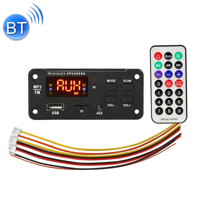 Décodeur audio MP3 Bluetooth 5.0 pour voiture, écran couleur 5 V, radio FM, carte TF, USB, AUX 3,5 mm, avec télécommande, 5 V