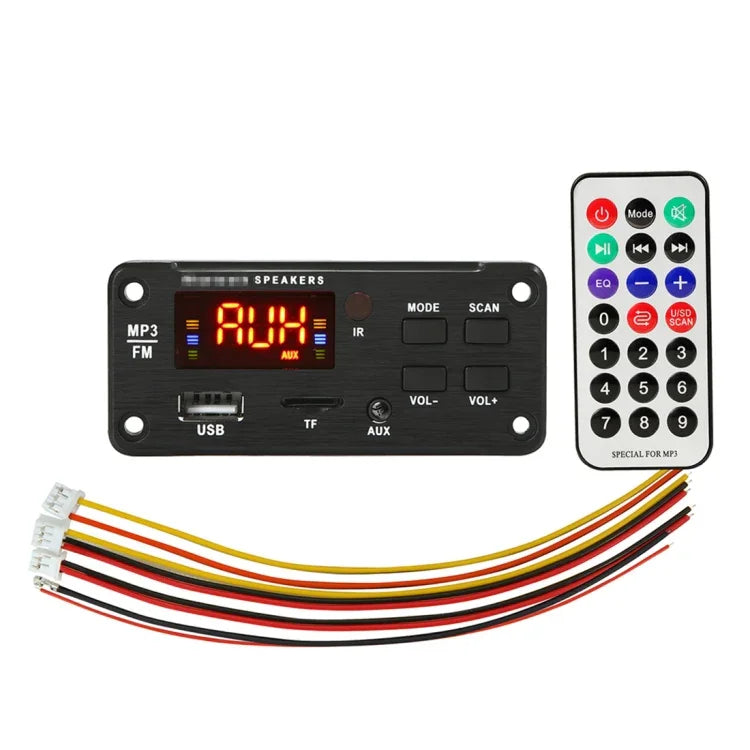 Décodeur audio MP3 Bluetooth 5.0 pour voiture, écran couleur 5 V, radio FM, carte TF, USB, AUX 3,5 mm, avec télécommande, 5 V