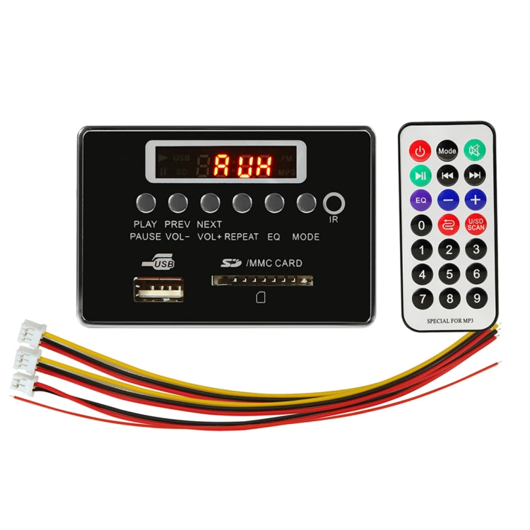 Module décodeur MP3 audio 5 V pour voiture, radio FM, carte SD, USB, AUX, avec Bluetooth / télécommande, 5 V, 5 V (Gris argenté)