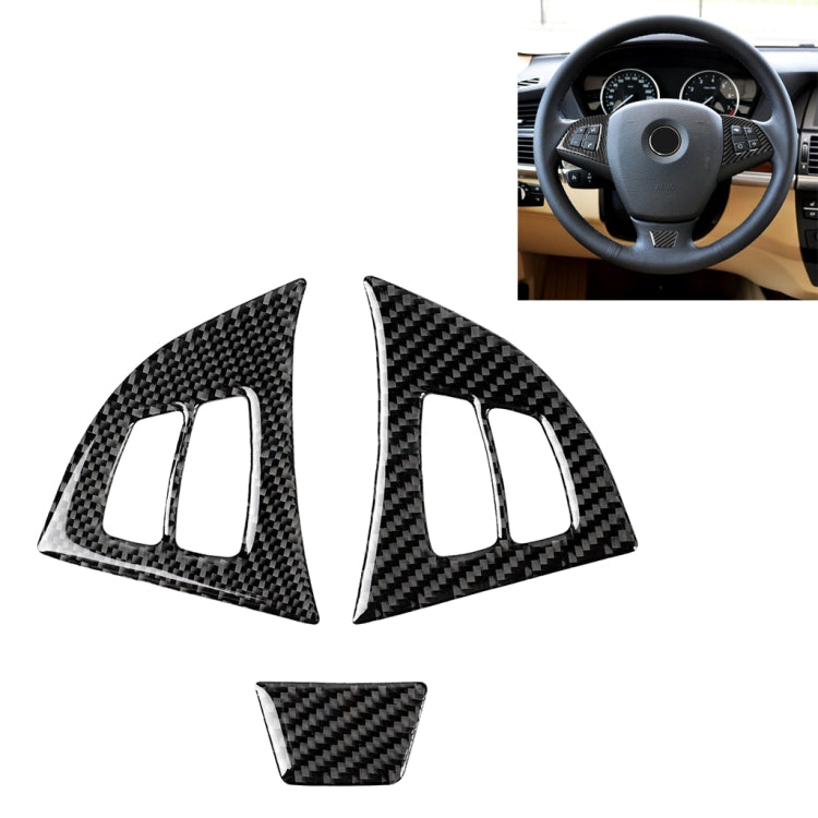 3 in 1 Car Carbon Fiber Solid Color Steering Wheel Button Decorative Sticker for BMW E70 2008-2013 X5, Left and Right Drive Universal, For BMW E70 2008-2013 X5
