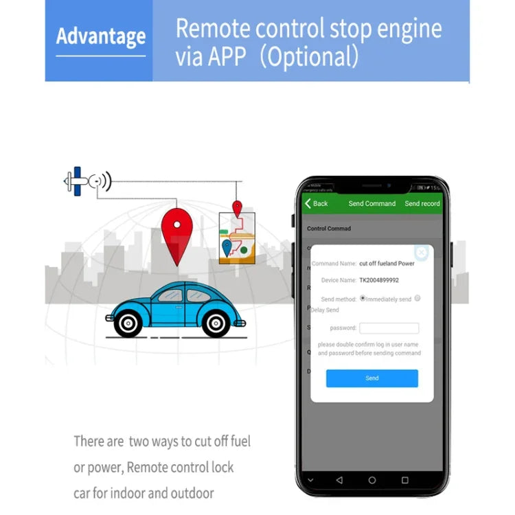 Traceur GPS TK300 4G GPS / GPRS / GSM en temps réel pour voiture, camion, véhicule avec batterie et relais, TK300