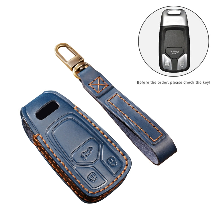 Hallmo Car Cowhide Leather Key Protective Cover Key Case for Audi A6L / A8L / A4 / A7 / A5 A Style, For Audi A6L A Style