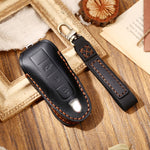 Hallmo Car Cowhide Leather Key Protective Cover Key Case for Porsche Macan 718 2021 A Style, For Porsche Macan A Style