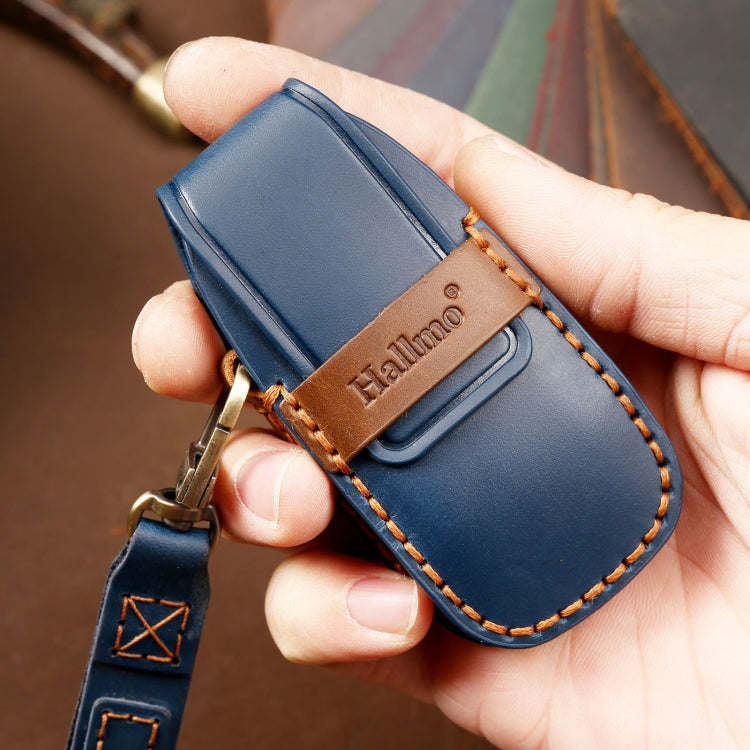 Hallmo Car Cowhide Leather Key Protective Cover Key Case for New Mercedes-Benz E300L, For New Mercedes-Benz E300L