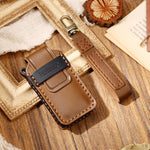 Hallmo Car Cowhide Leather Key Protective Cover Key Case for Mitsubishi Outlander, For Mitsubishi Outlander