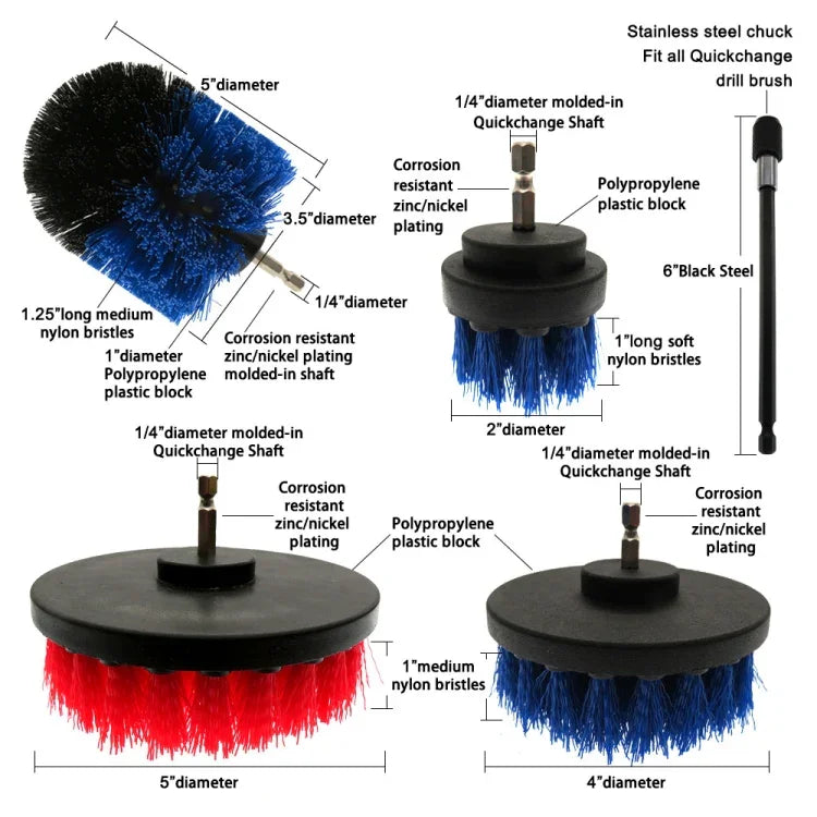Ensemble de têtes de brosse électrique 4 en 1 pour nettoyage et détartrage de sols, murs, fenêtres en verre, couleur aléatoire, 4 en 1