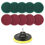 Ensemble de têtes de brosse électrique 11 en 1 pour nettoyage et détartrage de sols, murs, fenêtres en verre avec disque abrasif adhésif de 4 pouces, 11 en 1