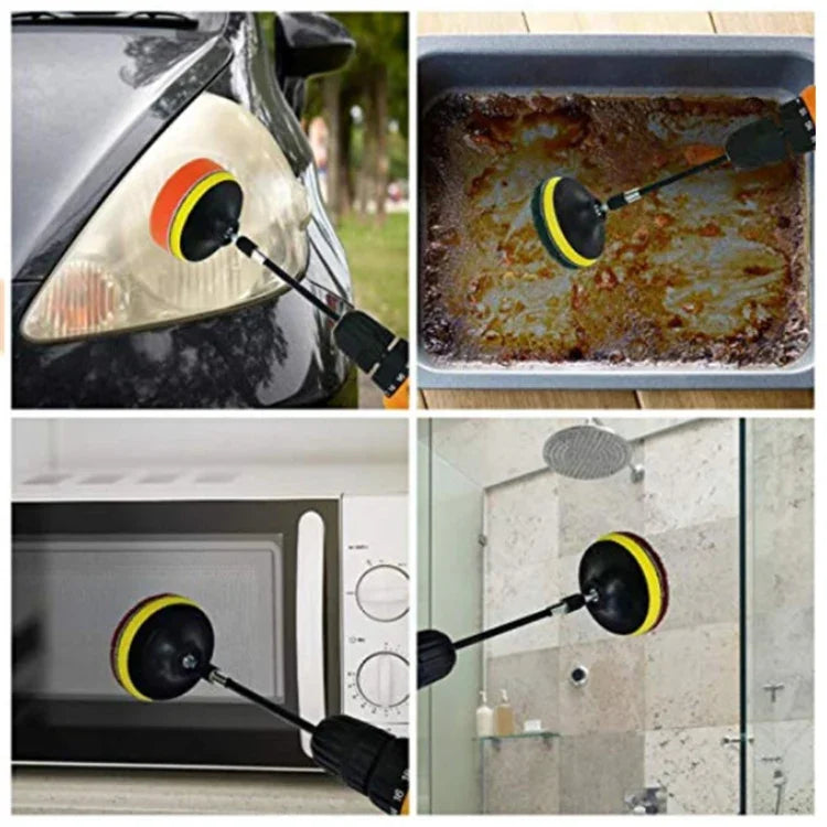 Ensemble de têtes de brosse électrique 11 en 1 pour nettoyage et détartrage de sols, murs, fenêtres en verre avec disque abrasif adhésif de 4 pouces, 11 en 1