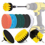 Ensemble de têtes de brosse électrique pour perceuse 12 en 1 avec tampon à récurer en éponge de 4 pouces pour nettoyage et détartrage de sols, murs, fenêtres et vitres, 12 en 1