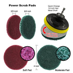 Ensemble de têtes de brosse électrique pour perceuse 12 en 1 avec tampon à récurer en éponge de 4 pouces pour nettoyage et détartrage de sols, murs, fenêtres et vitres, 12 en 1