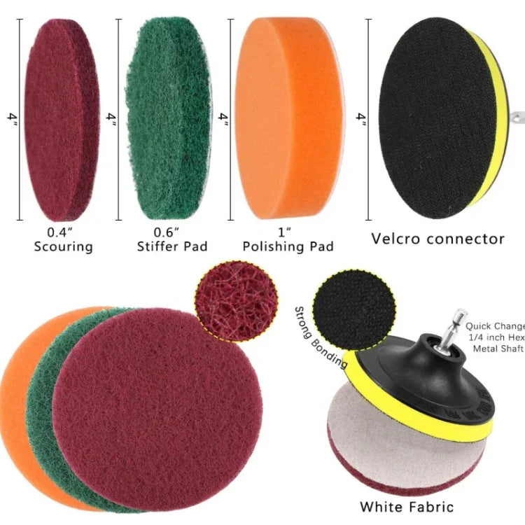 Ensemble de têtes de brosse électrique pour perceuse 20 en 1 pour nettoyage et détartrage de sols, murs, fenêtres et vitres, 20 en 1