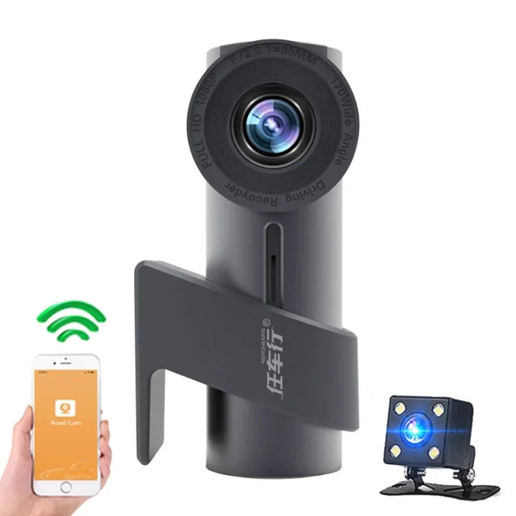 Enregistreur de conduite voiture WiFi double caméra cachée rotation 360 degrés, WiFi double caméra