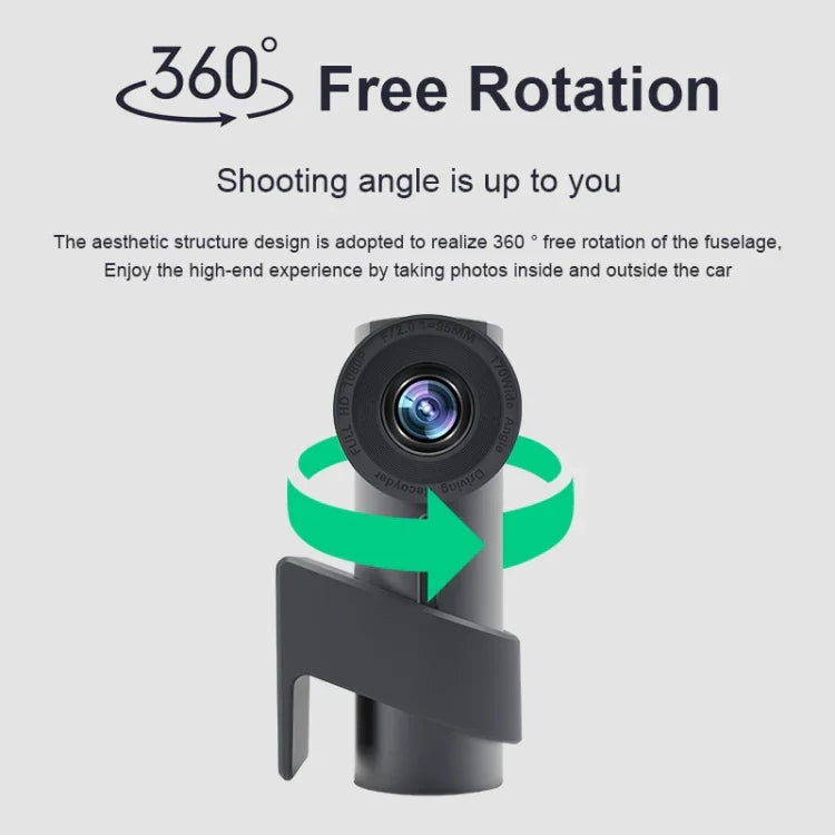 Enregistreur de conduite voiture WiFi double caméra cachée rotation 360 degrés, WiFi double caméra