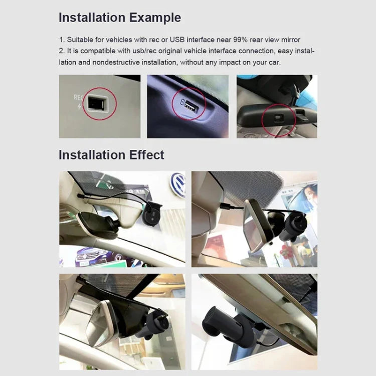 Enregistreur de conduite voiture WiFi double caméra cachée rotation 360 degrés, WiFi double caméra