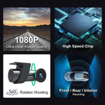 Enregistreur de conduite voiture WiFi double caméra cachée rotation 360 degrés, WiFi double caméra