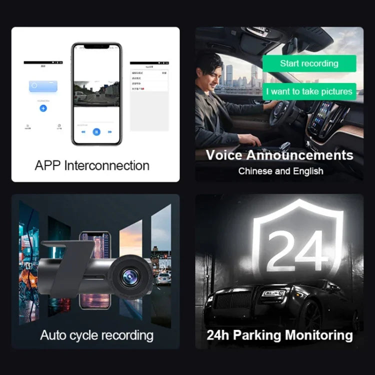 Enregistreur de conduite voiture WiFi double caméra cachée rotation 360 degrés, WiFi double caméra